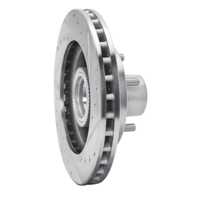 Chevrolet S10 Blazer Brake Rotor (1) - Front Left - R1 Concepts - Drilled & Slotted - Silver - `91-`03